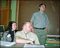 Участник секции истории химии аспирант А.Кузнецов (химфак МГУ) делает доклад