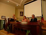 А.Б.Зезин, Е.С.Локтева, Х. Одинаев на встрече со студентами Филиала